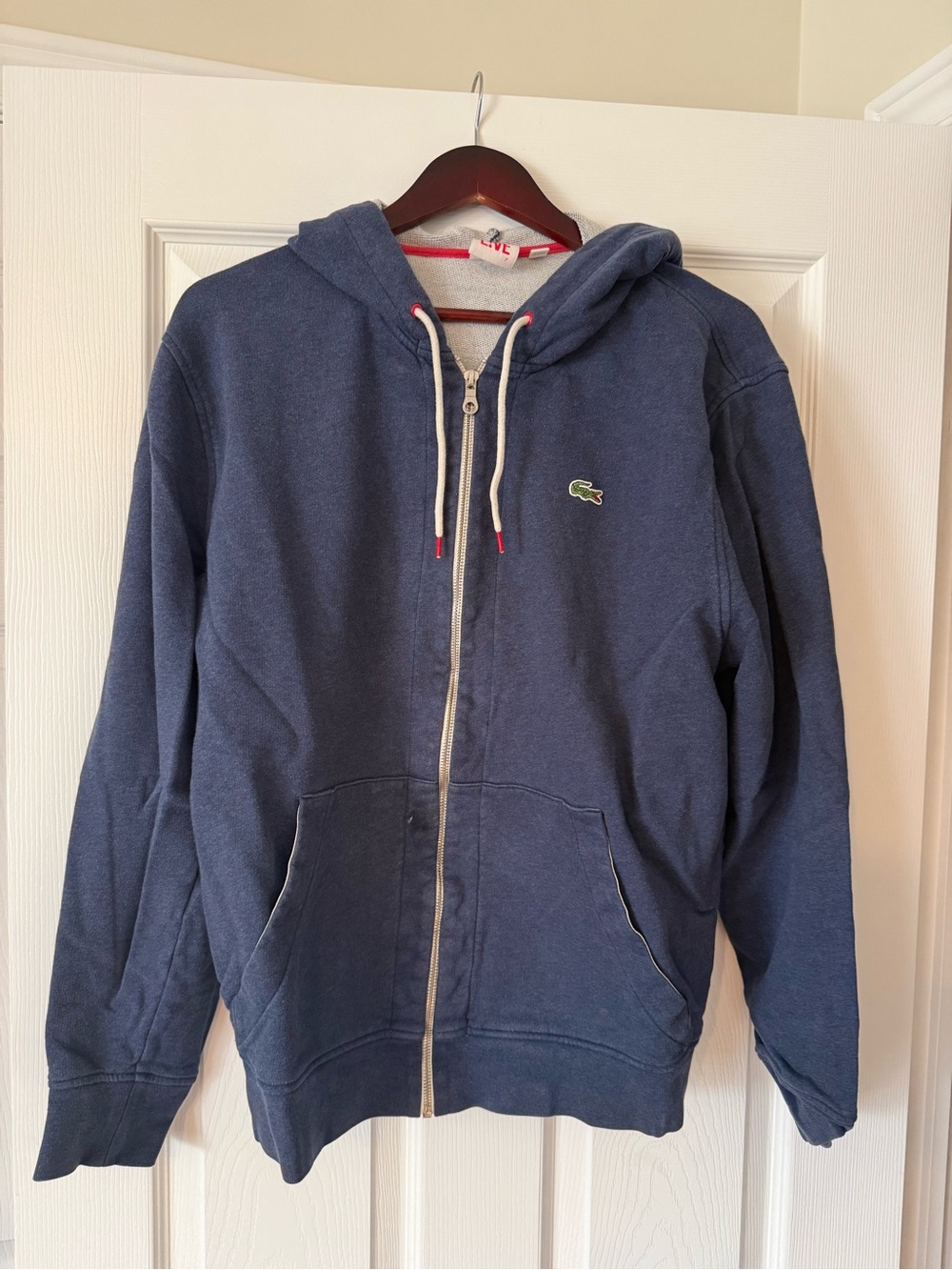 Lacoste Men's Navy Zip-Up Hoodie with Croc Logo